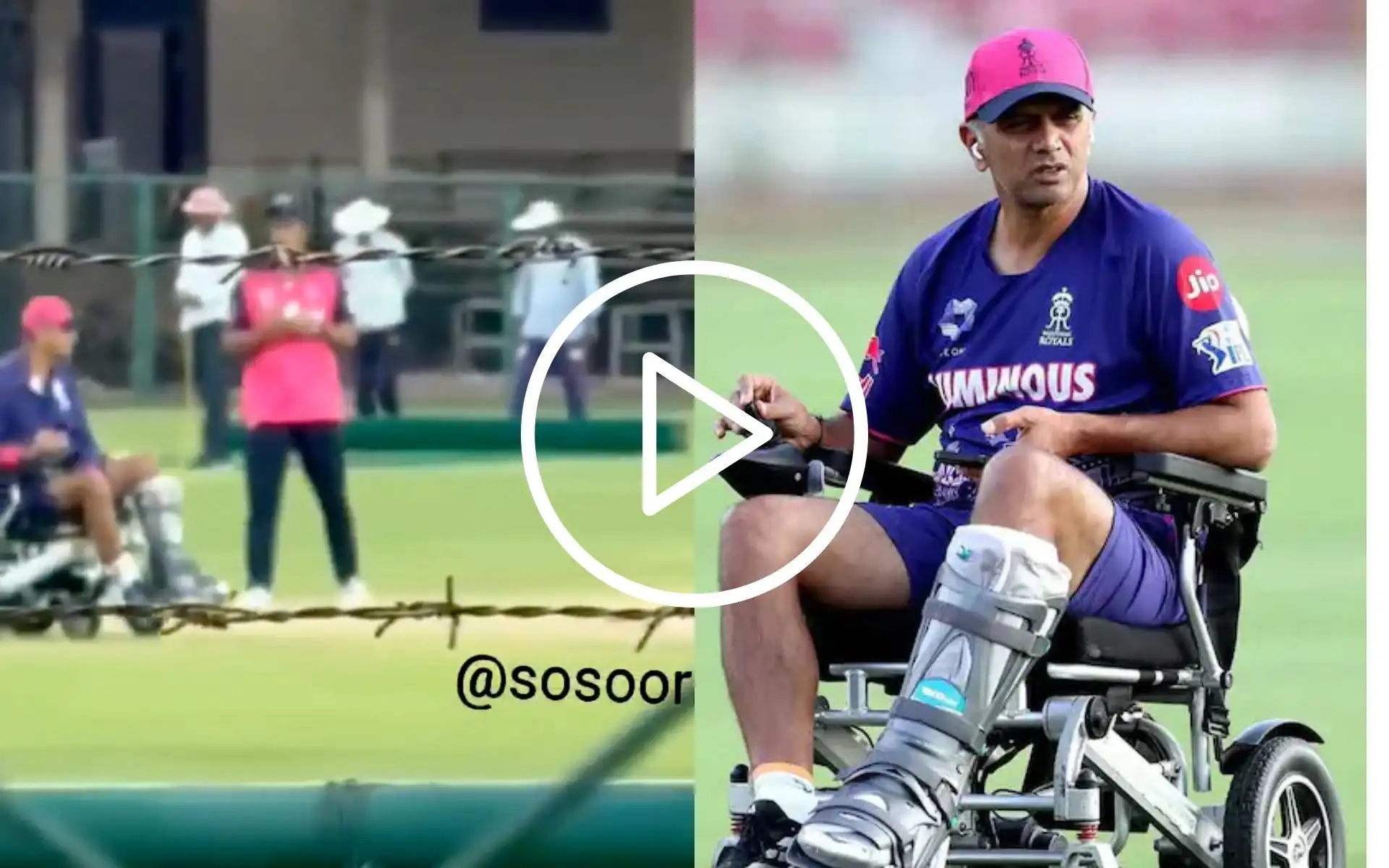 [Watch] Rahul Dravid Arrives At RR Training Camp For IPL 2025 In An Electric Wheelchair